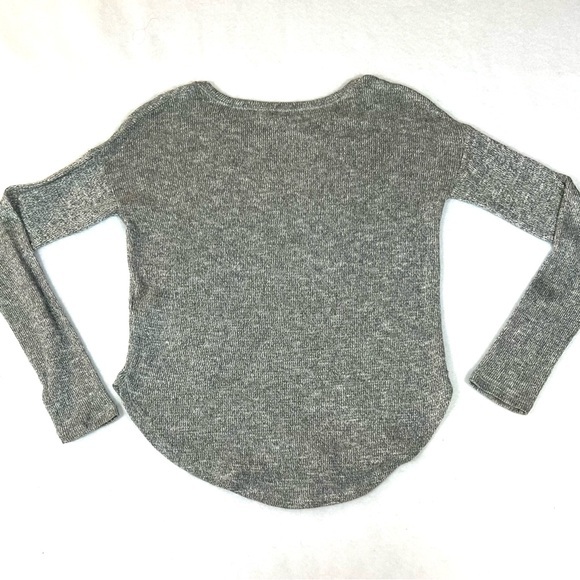 Abercrombie & Fitch Kids size L heather grey w silver stitch long sleeve sweater - Picture 2 of 13